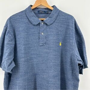 Polo Ralph Lauren Shirt Mens 2XB Big Blue Short Sleeve Polo Yellow Pony